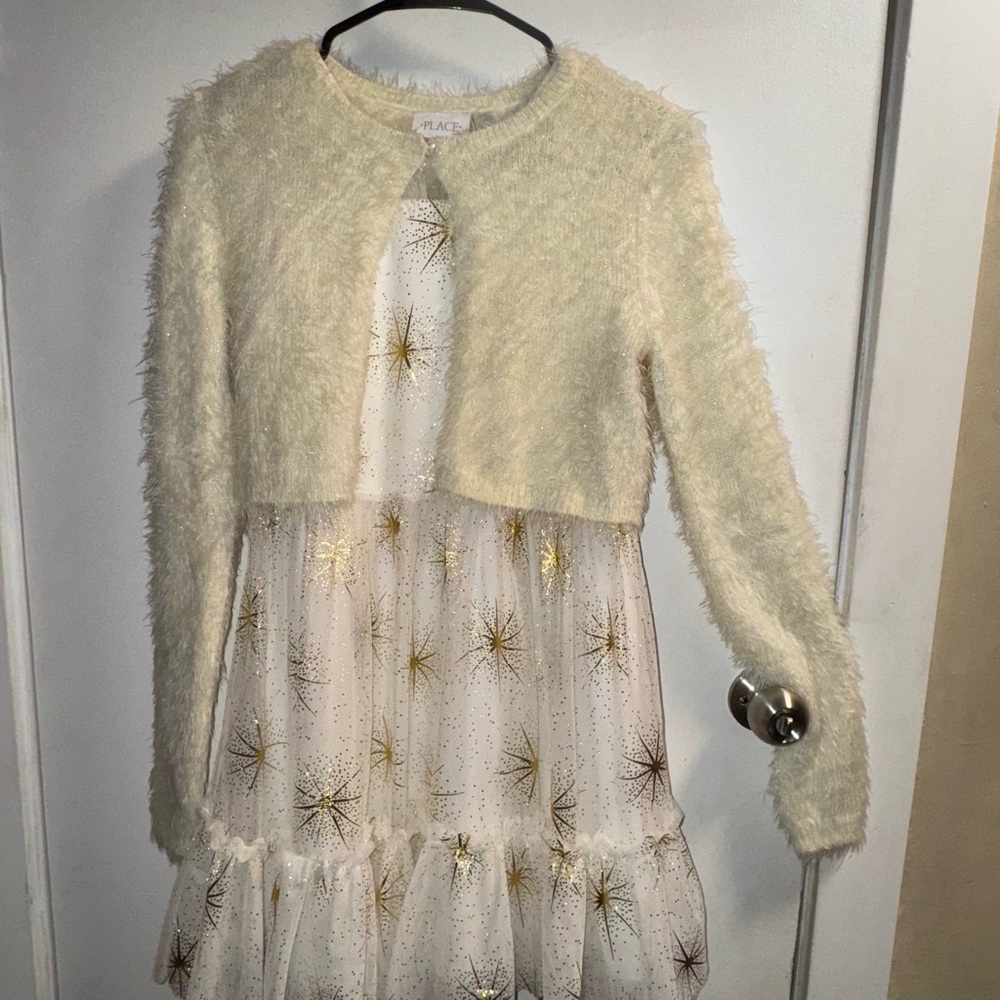 The Children's Place Cream and Gold Formal Dress
